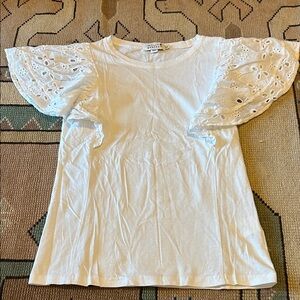 Molly Bracken white Eyelet Sleeve Tee
